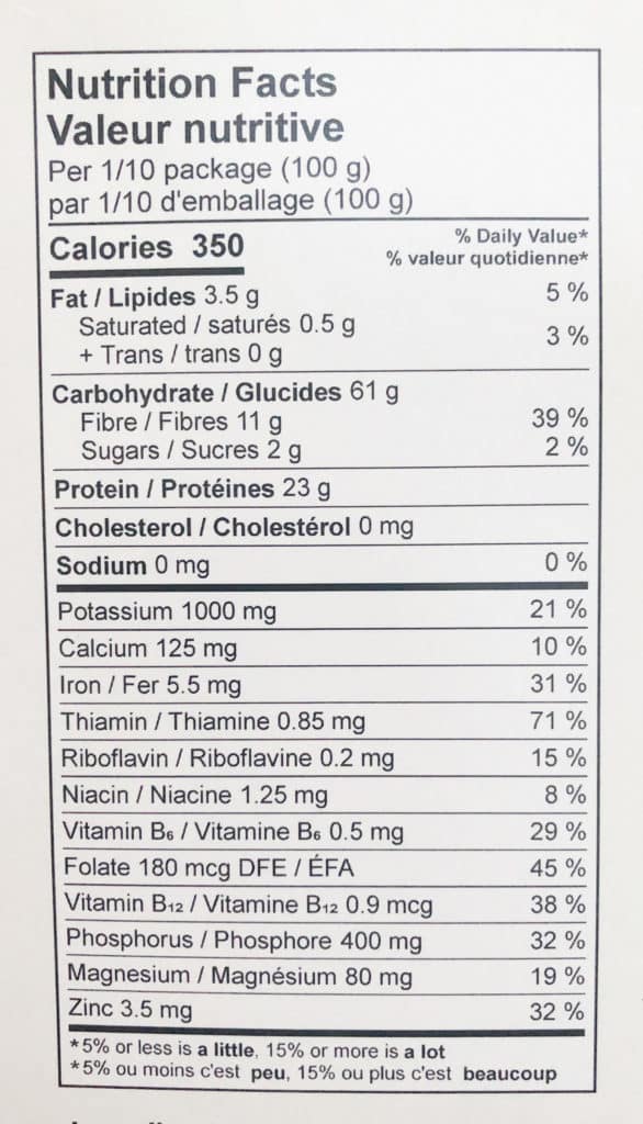 chickapea pasta nutrition facts