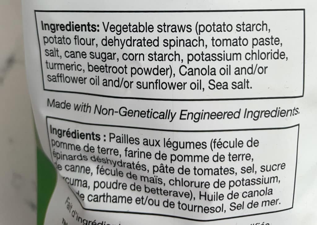 Veggie Straws Ingredients