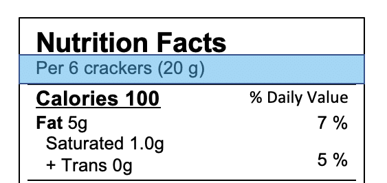 Serving size - nutrition facts table