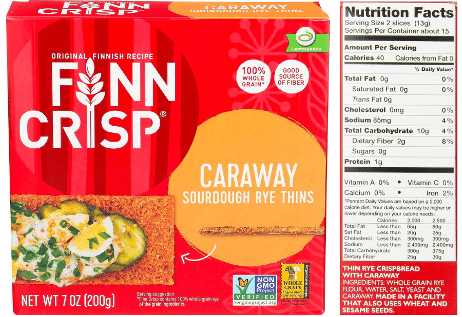 Finn Crisp Caraway Sourdough nutrition facts