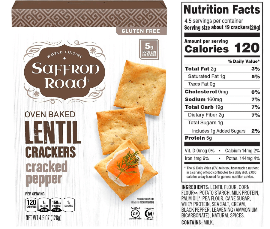 best crackers for diabetics - Saffron road lentil crackers