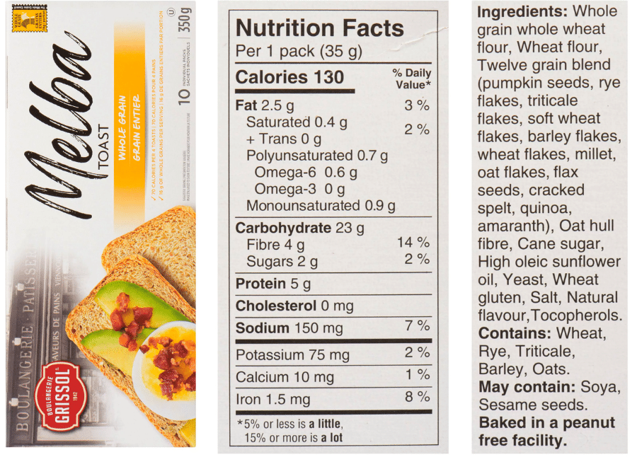 Best crackers for diabetics - Melba toast whole grain