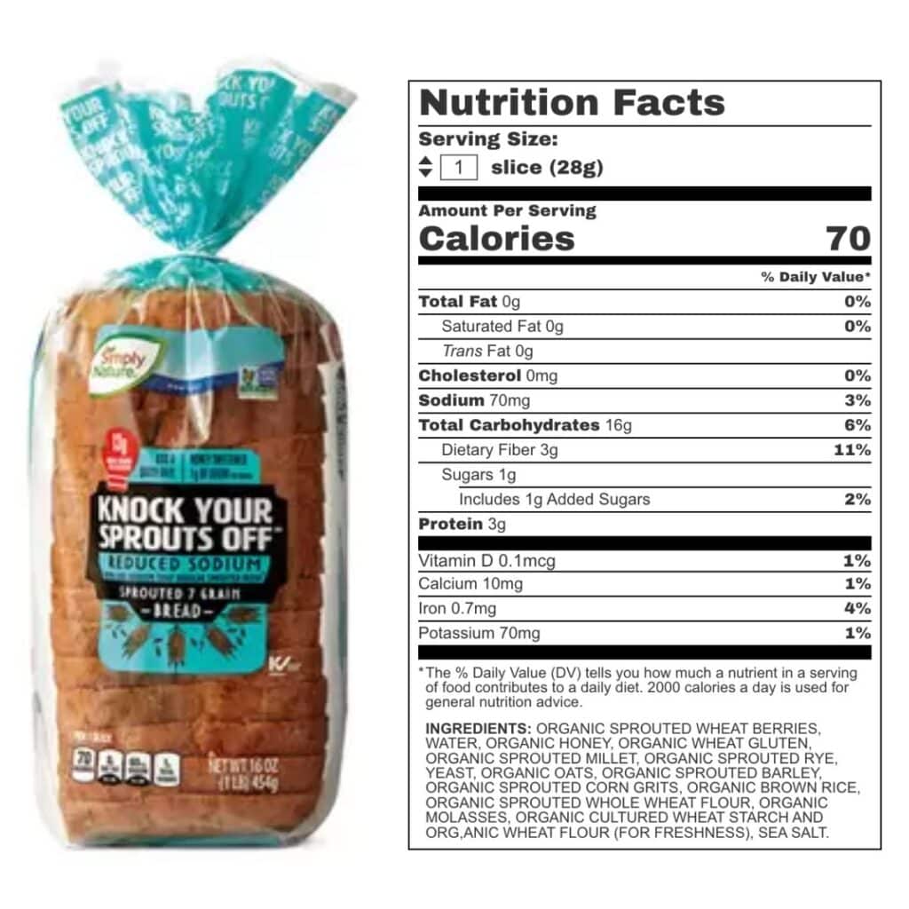 Low sodium bread brands - Knock your sprouts off reduced sodium bread