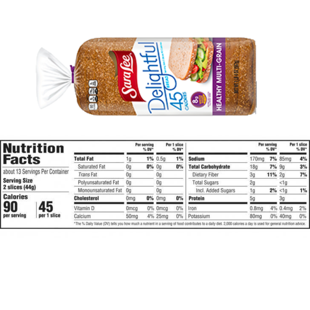 Low sodium Bread - Sara Lee Delightful Multigrain Bread