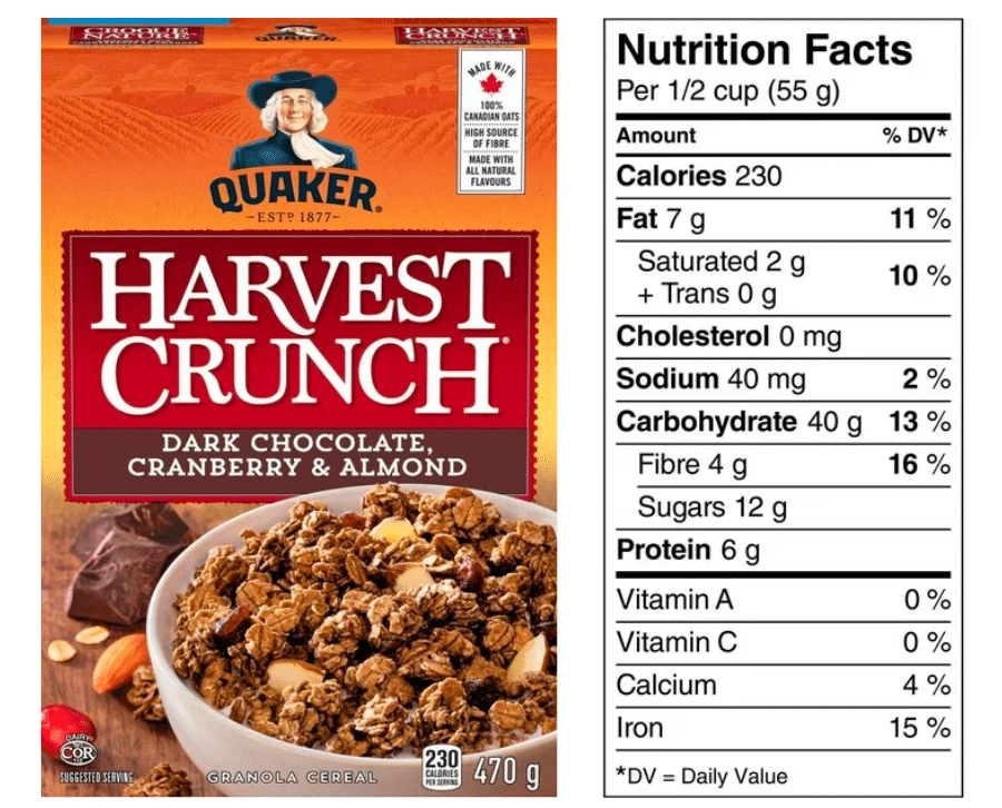 High protein cereal - Quaker Harvest Crunch