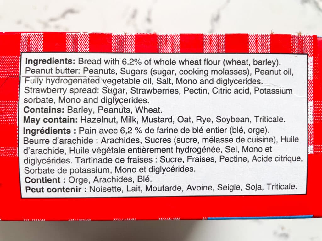 Uncrustables ingredient list 