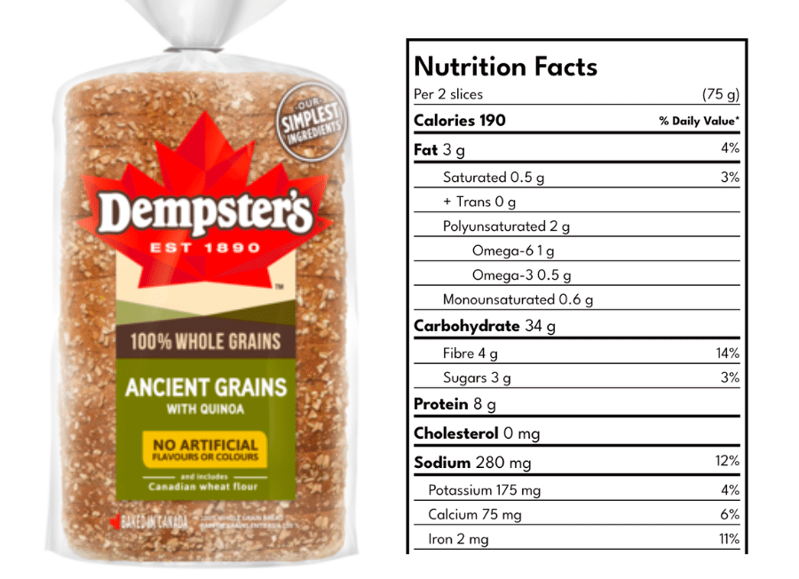 Dempsters Ancient Grain nutrition facts