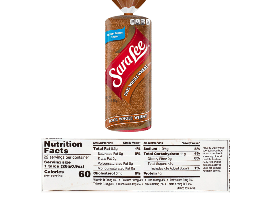 Sara Lee Whole Wheat nutrition facts