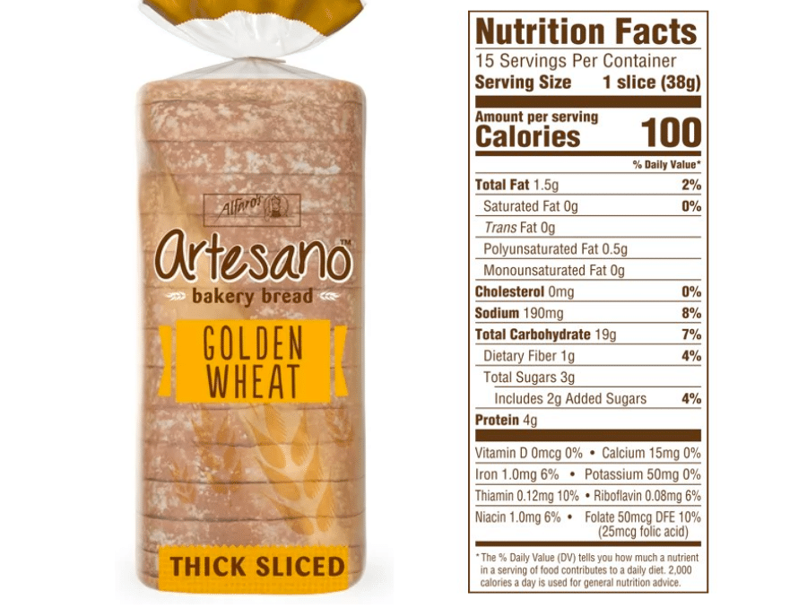 Alfaro's Golden Wheat nutrition facts