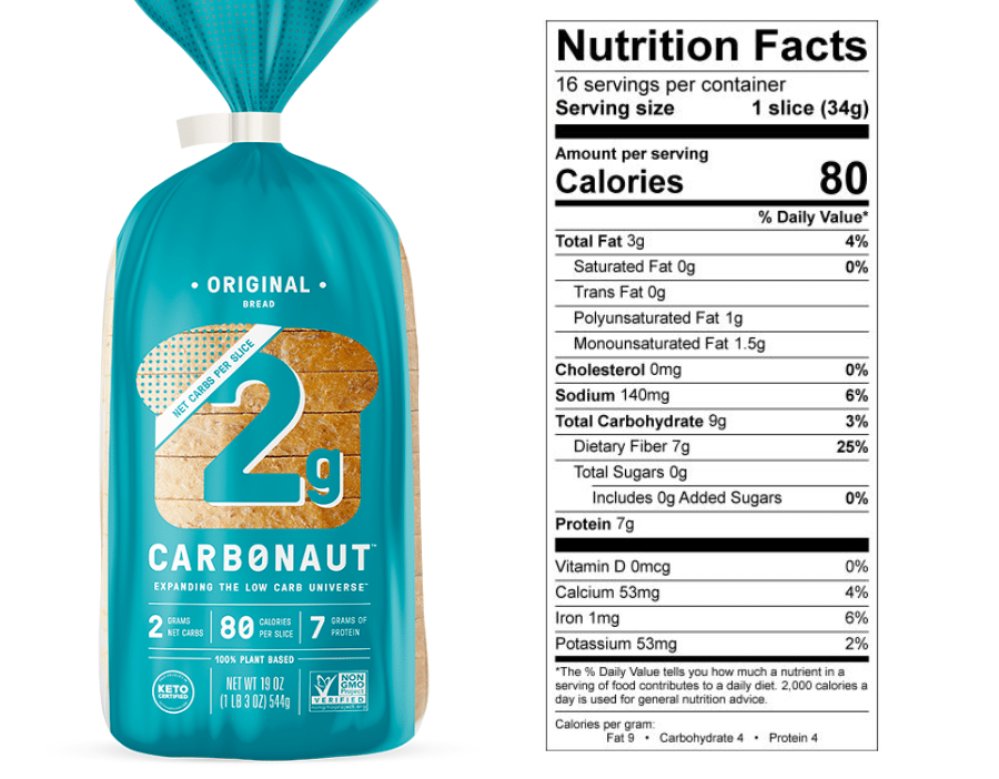 Carbonaut bread nutrition facts