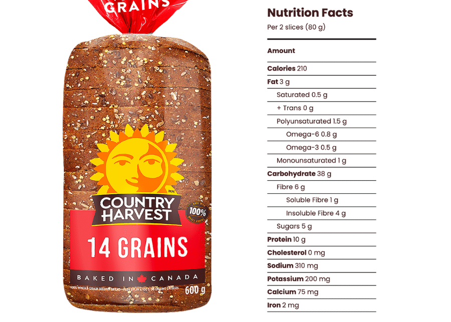 Country harvest whole grain bread nutrition facts