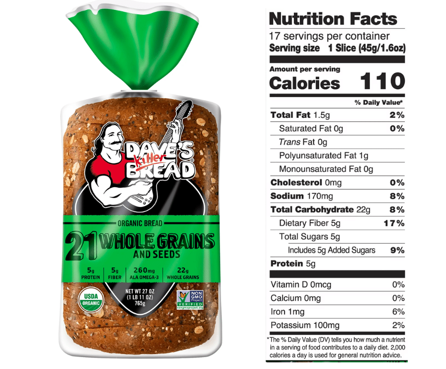 High Fiber Bread - Dave's Killer Bread 21 Whole Grains and Seeds