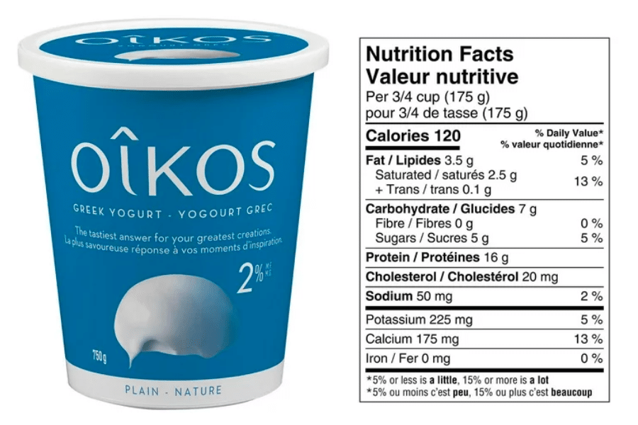 Oikos Greek yogurt plain nutrition facts