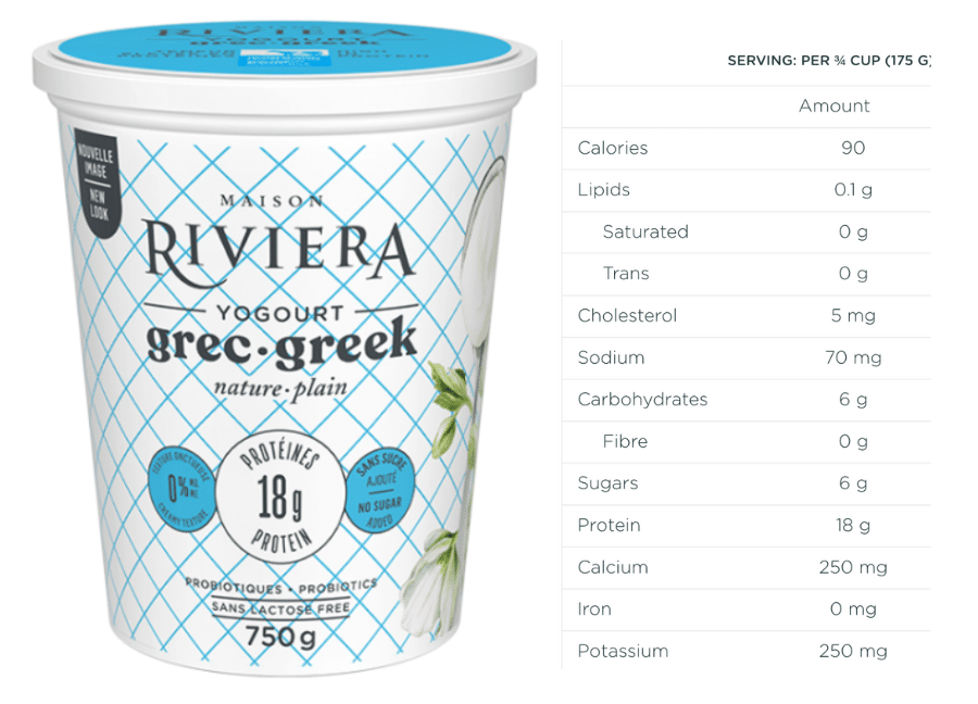 Maison Riviera Plain Greek yogurt nutrition facts
