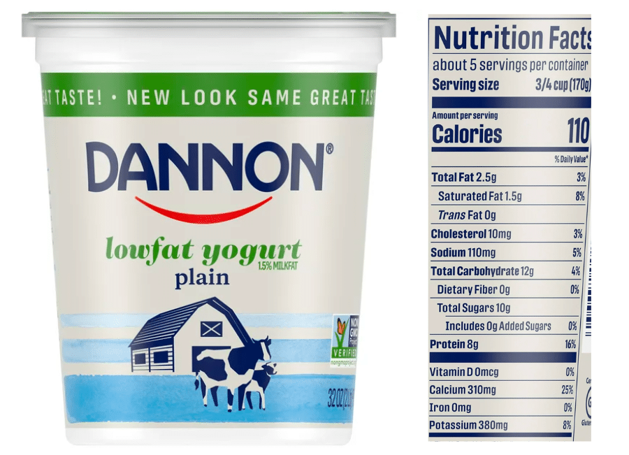 Dannon Plain yogurt nutrition facts