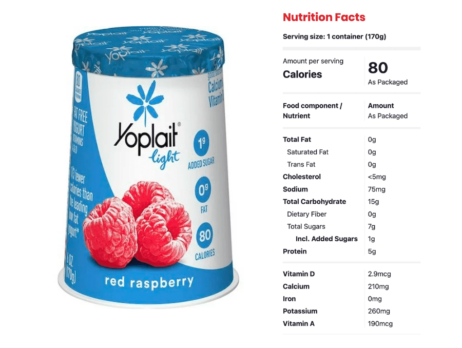 Yoplait light nutrition facts