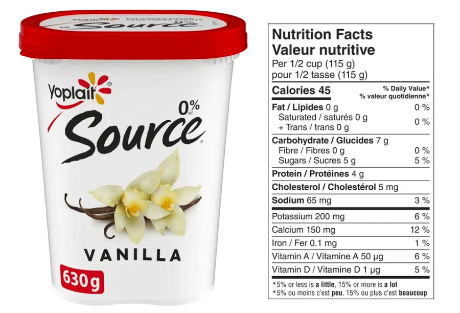 Yoplait source yogurt nutrition facts