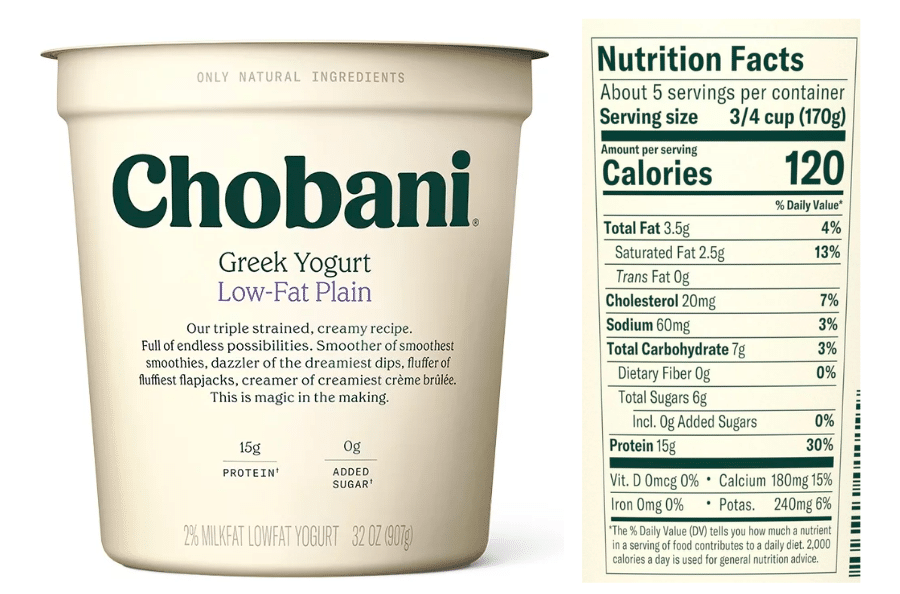 Chobani Plain Yogurt Nutrition facts