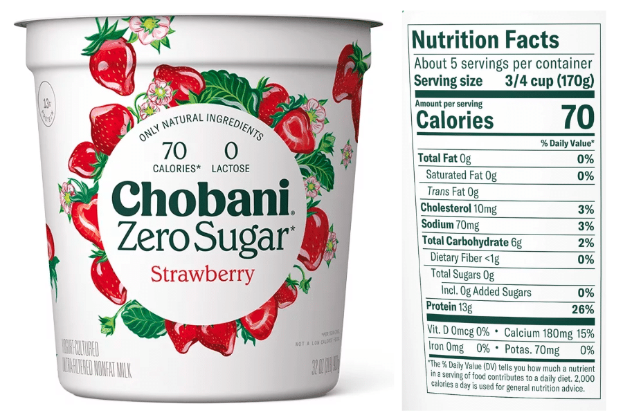 Chobani Zero Sugar Yogurt nutrition facts