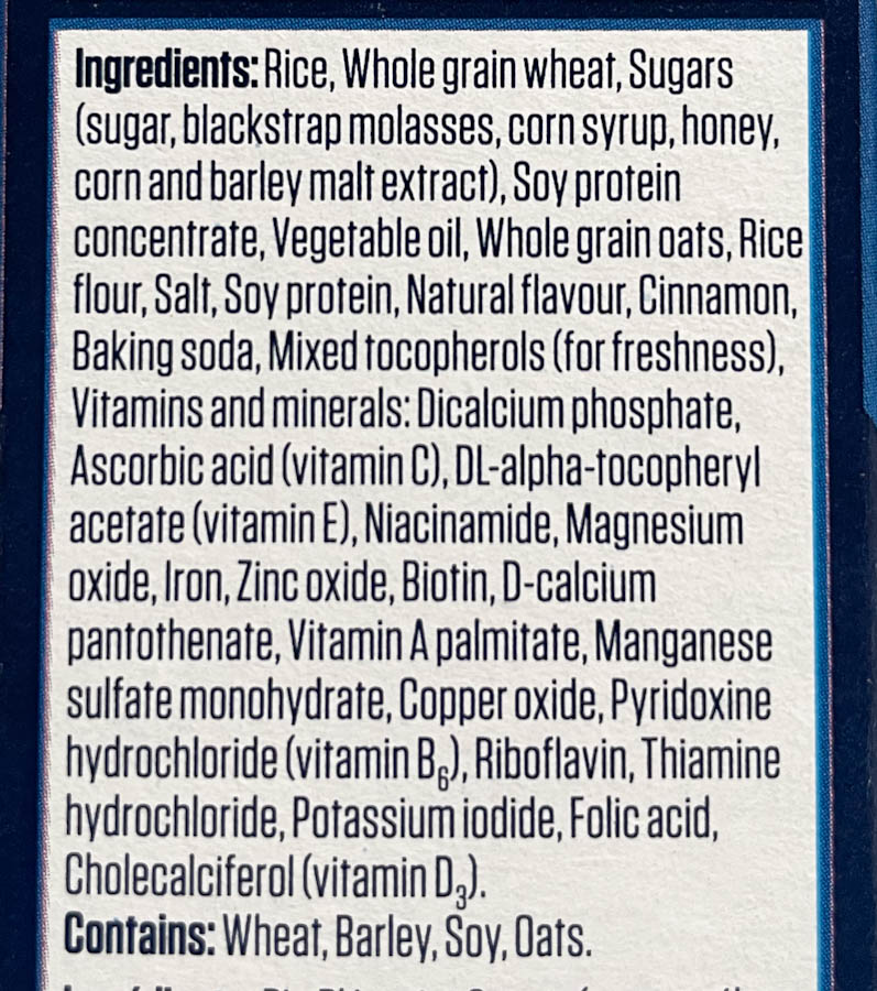 is Vector cereal healthy? ingredient list 